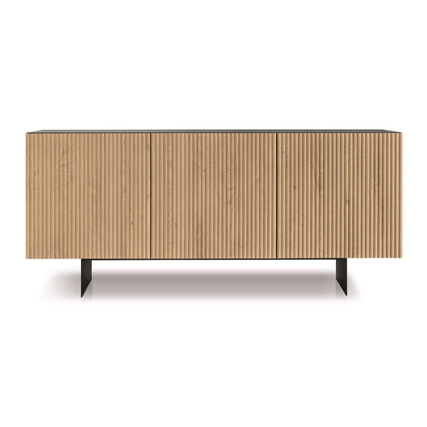 Aparador de madera 180 cm 3 puertas Antracita y Roble con 2 pies - RONDA