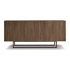 Buffet 3 portes en bois 180 cm Anthracite et Teck avec pieds façonnés - RONDA