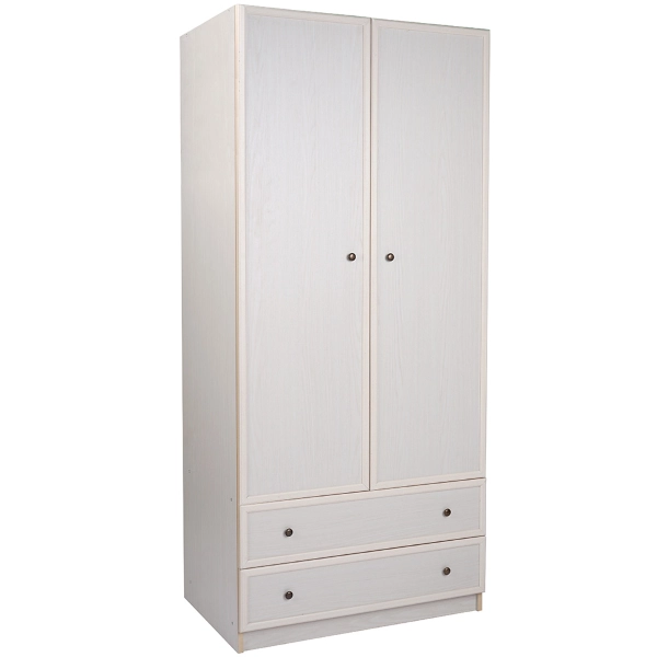 Armadio 2 ante 2 cassetti in legno 60 cm Patinato Bianco