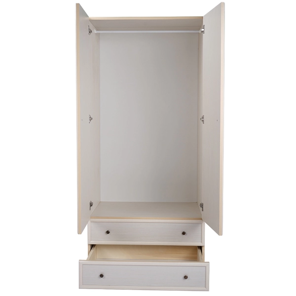 Armadio 2 ante 2 cassetti in legno 60 cm Patinato Bianco