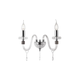 DIDO Wandleuchte aus handgefertigtem transparentem Glas Chrom 35x33 cm