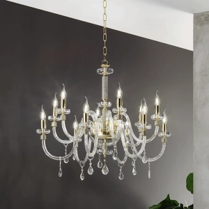 DIDO hanging lamp in transparent glass handmade 12 GOLD LIGHTS D83 cm