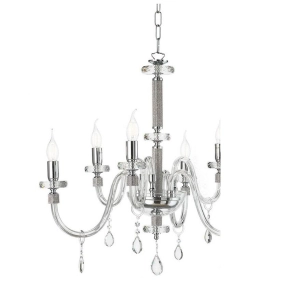 Lámpara de suspensión DIDO en cristal transparente hecho a mano 8 LUCES CROMADAS D83 cm