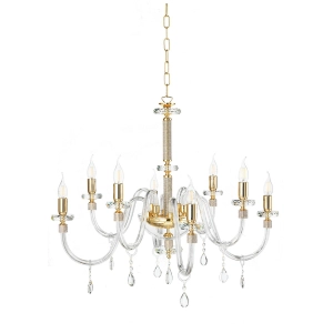 Lámpara de suspensión DIDO en cristal transparente hecho a mano 8 LUCES ORO D83 cm