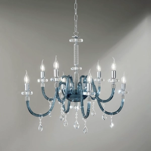 DIDO Pendelleuchte aus handgefertigtem transparentem Glas 8 LICHTER OCTANIO D83 cm