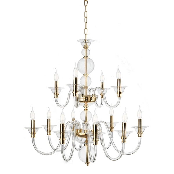 Lámpara de suspensión TEBE de 12 luces en vidrio ORO hecho a mano D87 cm