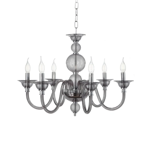 TEBE Pendelleuchte mit 6 Leuchten aus handgefertigtem Glas FUME' D70 cm