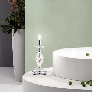 Lámpara de mesa con velas 1306 de vidrio sblanco 14x33 cm