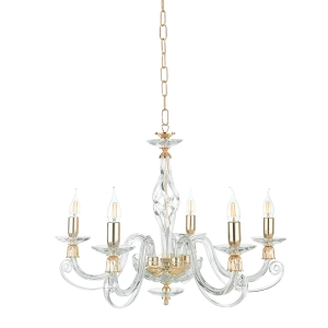Lámpara colgante 1306 de vidrio soplado D76 cm, 5 luces ORO