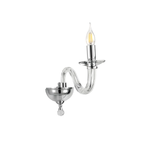 RAVEL 1 light wall lamp in CHROME handmade glass 12 cm
