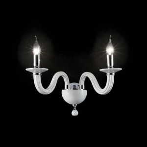 RAVEL Wall lamp 2 lights in WHITE handmade glass 37 cm