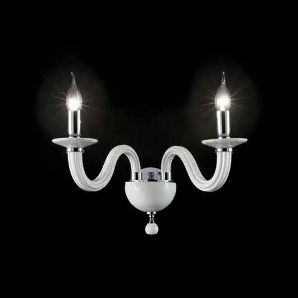 Aplique RAVEL 2 luces en cristal BLANCO hecho a mano 37 cm
