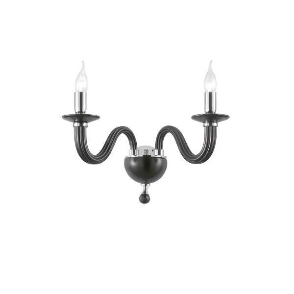Aplique RAVEL 2 luces en cristal NEGRO hecho a mano 37 cm