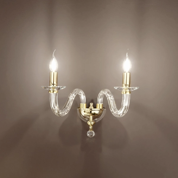 Aplique RAVEL 2 luces en vidrio hecho a mano ORO 37 cm