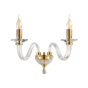 RAVEL wall lamp 2 lights in GOLD handmade glass 37 cm