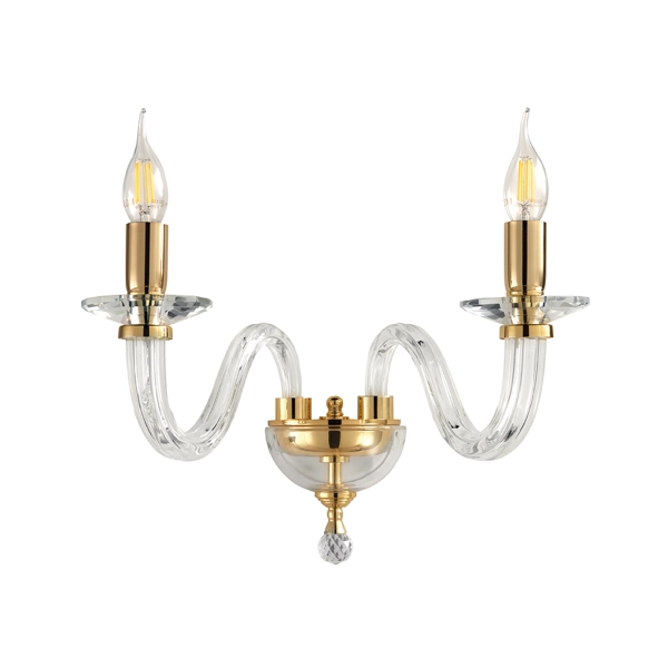 Aplique RAVEL 2 luces en vidrio hecho a mano ORO 37 cm
