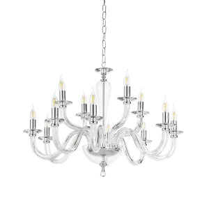 Lámpara de suspensión RAVEL de 12 luces en vidrio cromado hecho a mano D82 cm