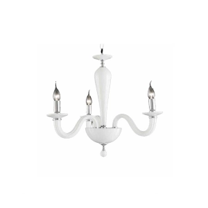 Lámpara de suspensión RAVEL 3 luces en cristal BLANCO hecho a mano 60 cm