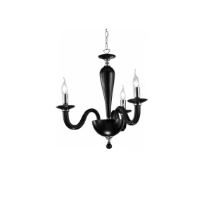 Lámpara de suspensión RAVEL 3 luces en cristal NEGRO hecho a mano 60 cm