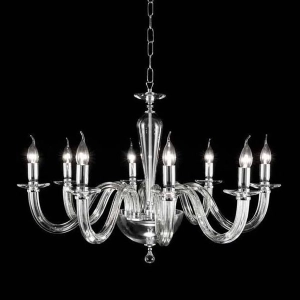 Lámpara de suspensión de 8 luces RAVEL en vidrio cromado hecho a mano D82 cm