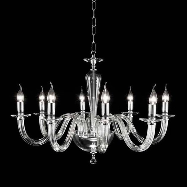 Lámpara de suspensión de 8 luces RAVEL en vidrio cromado hecho a mano D82 cm
