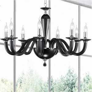 Lámpara de suspensión RAVEL 8 luces en cristal NEGRO hecho a mano D82 cm