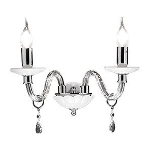 LIVIA Weiße Kristallwandleuchte mit 2 Lichtern 35 cm