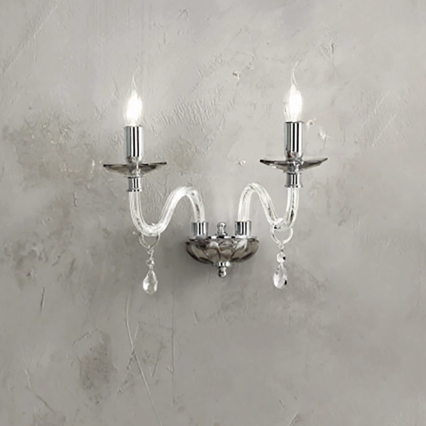 LIVIA Fumè Aplique de cristal con 2 luces 35 cm