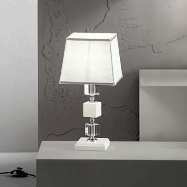 Lámpara de mesa LIVIA en cristal BLANCO 20x43 cm