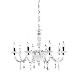 Hängeleuchter LIVIA aus Glas und weißem Kristall, 12 Lichter D85 cm