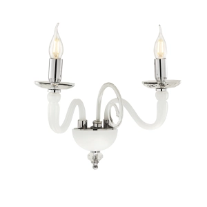 DEBUSSY 2-light wall lamp in hand-crafted white glass 38x32 cm