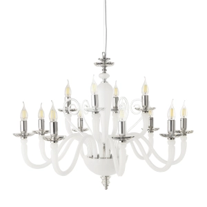 Lámpara colgante DEBUSSY en vidrio blanco satinado artesanal 12 LUCES D84 cm