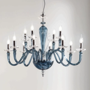 DEBUSSY Pendelleuchte aus handgefertigtem Glas Ottanio 12 LICHTER D84 cm