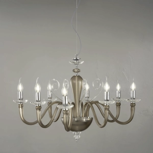 DEBUSSY Pendelleuchte aus handgefertigtem Rauchglas 8 LICHTER D84 cm