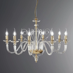 DEBUSSY Pendelleuchte aus handgefertigtem Glas Gold 8 LICHTER D84 cm