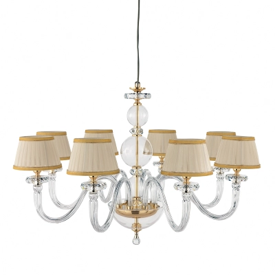 BACH Hanging lamp with lampshade in transparent glass 12 LIGHTS GOLD D85 cm