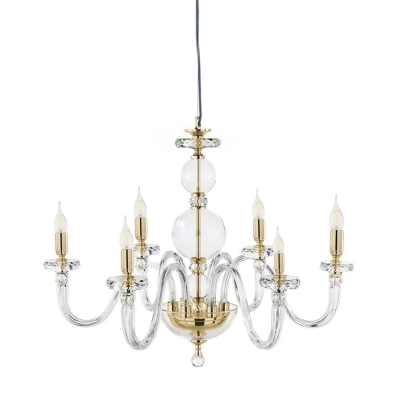 Lámpara de suspensión BACH sin pantalla en cristal transparente 6 LUCES ORO D72 cm