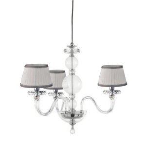 Lámpara de suspensión BACH con pantalla en cristal transparente 3 LUCES CROMADAS 50 cm