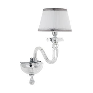 Applique 38 cm BACH con paralume in vetro trasparente 1 Luce Cromo