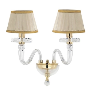 BACH 38 cm Wandleuchte mit transparentem Glaslampenschirm 2 goldene Lichter