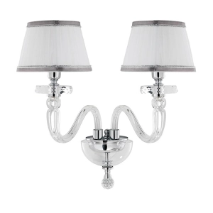 Applique 38 cm BACH con paralume in vetro trasparente 2 Luci Cromo