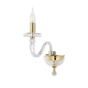 Aplique BACH de 16 cm sin pantalla en cristal transparente 1 LUZ ORO