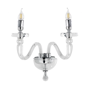 Applique 38 cm BACH senza paralume in vetro trasparente 2 Luci Cromo