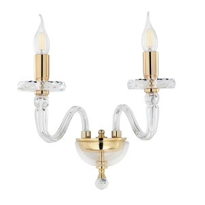 BACH Wandleuchte 38 cm ohne Lampenschirm aus transparentem Glas 2 goldene Lichter