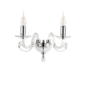 CHERUBINI wall lamp in glass and optical crystal 2 lights White 26x22 cm