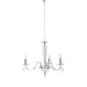 Lámpara colgante CHERUBINI de vidrio y cristal óptico, 3 luces CROMADA 60 cm