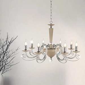 Lámpara de suspensión CHERUBINI en vidrio y cristal óptico 8 LUCES TAUPE D90 cm