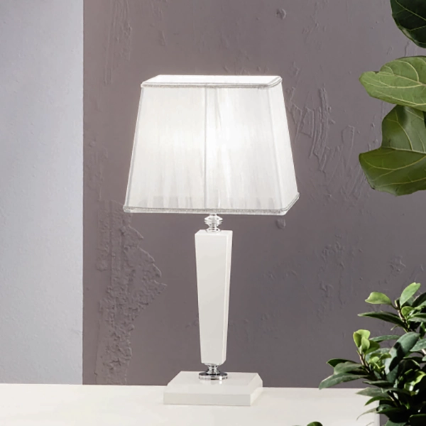 Lámpara de mesa CHERUBINI en vidrio y cristal óptico WHITE 20x44 cm