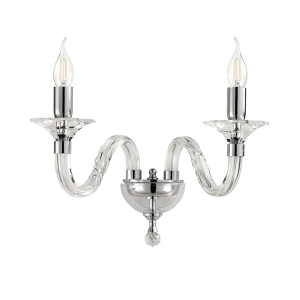 GALA wall lamp in glass and metal details 2 LIGHTS CHROME 37 cm