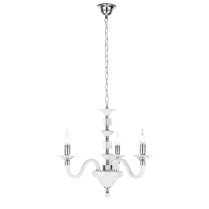 Lámpara de suspensión GALA en vidrio hecho a mano con detalles en metal 3 LUCES BLANCO D72 cm